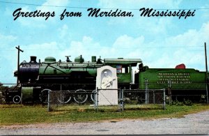 Mississippi Meridian Greetings Showing Old Locomotive