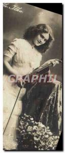 Postcard Old Miss Ilka Violin