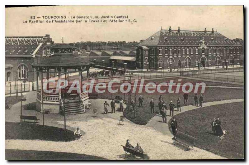 Old Postcard Tourcoing Sanatorium Central Garden workshop