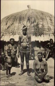 Africa Ethnography Native Nude Women A Zulu Kraal Real Photo Postard