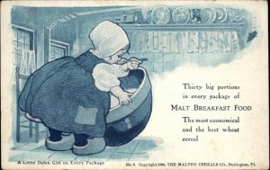 Malt Breakfast Food Advertising Dutch Girl Burlington VT Postcard c1910 #1