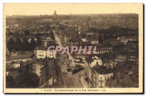 Postcard Old Lille Panoramic view of the Rue Nationale