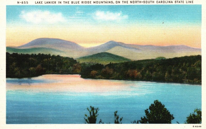 Vintage Postcard 1920's Lake Lanier in Blue Ridge Mountains North Carolina N. C.