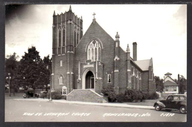 Zion EV Lutheran Church Rhinelander WI Postcard 4134