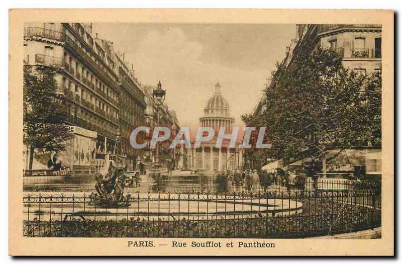 Old Postcard Paris Rue Soufflot and Pantheon