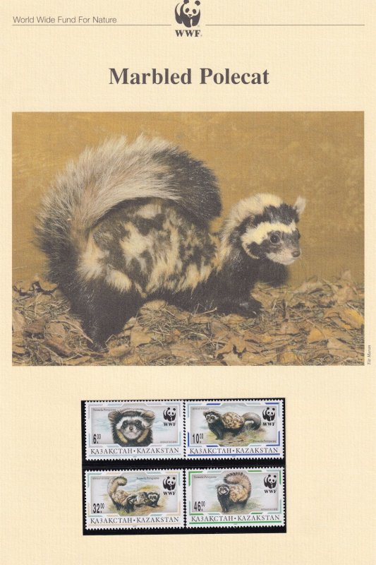 Marbled Polecat Kazakstan WWF Stamps and Set Of 4 First Day Cover Bundle