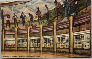 Postcard OH Cincinnati train station Interior Union Terminal