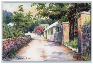 St. Georges Bermuda Postcard Street View Small Walkway c1905 Antique Unposted