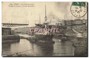 Old Postcard Boat Brest National Open Bridge Passage cruiser Marseillaise Bre...