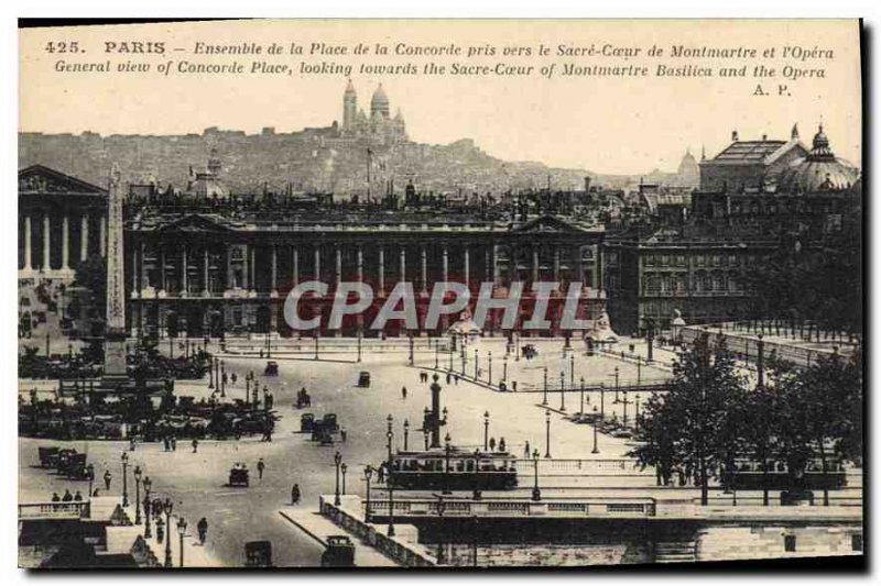 Old Postcard Set of Paris Place de la Concorde took to the Sacre Coeur of Mon...