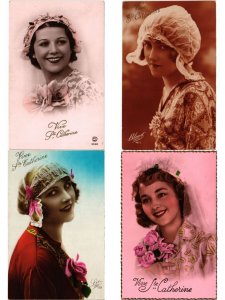 LADIES WITH HATS GLAMOUR REAL PHOTO, 73 Vintage Postcards pre-1940 (L6211)