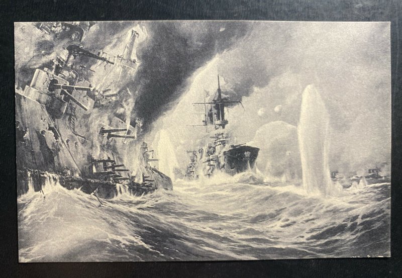 Mint Germany Picture Postcard Destruction Of A Russian Battleship 1914 WWI