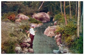 A Highland Stream Muskoka Lake District Grand Trunk Fishing Postcard Posted 1928