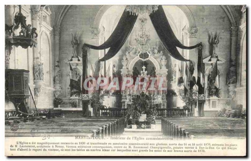 Old Postcard Mars Interior Tour From & # 39eglise Commemorative