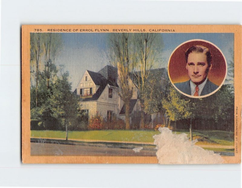 Postcard Residence Of Errol Flynn, Beverly Hills, California