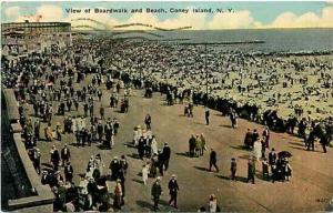 NY, Coney Island, New York, Boardwalk & Beach, Manhattan Post Card Company 18217