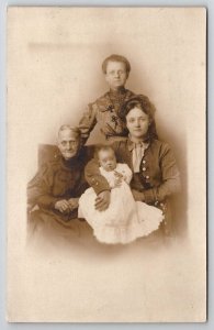 RPPC Four Generations of Women Grandmother Mothers and Baby Postcard H23