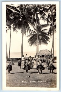 Hawaii HI Postcard RPPC Photo Hula Maids Dancing Hawaiian c1910's Antique