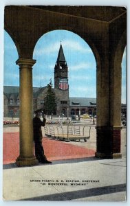 CHEYENNE, WY ~ Union Pacific RAILROAD STATION  c1940s Laramie County  Postcard