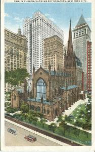 1917 Trinity Church Skyscrapers NY Very nice!