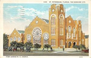 F29/ St Petersburg Florida Postcard 1927 First Avenue M.E. Church 1