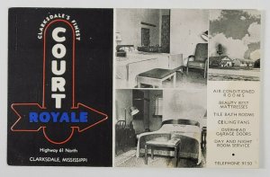 Clarksdale Mississippi COURT ROYALE Hwy 61 Multi View c1950 Postcard Q12