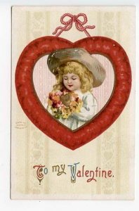 Valentine's Day To My Valentine Red Heart Card #1116 1910 Postcard