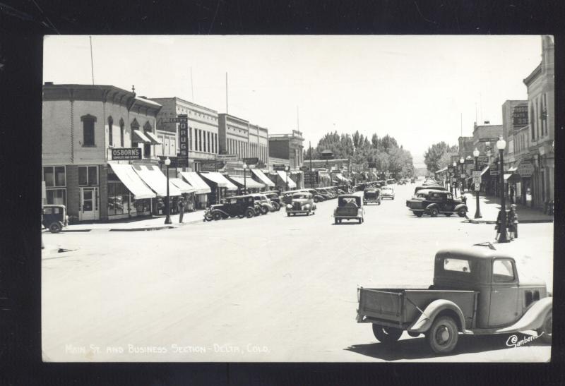 RPPC DELTA COLORADO DOWNTOWN STREET SCENE 1930's CARS REAL PHOTO POSTCARD