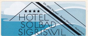 Switzerland Sigriswil Hotel Solbad Vintage Luggage Label sk2734