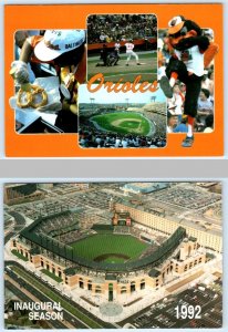 2 Postcards BALTIMORE ORIOLES, Maryland MD~ CAMDEN YARDS Memorial Stadium 4x6