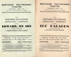 Northern Polytechnic Repertory Company 2x Old London Theatre Programme s