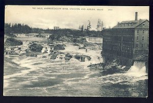 Early Lewiston & Auburn, Maine/ME Postcard, The Falls, Androscoggin River