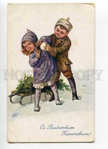270207 WWI RUSSIA CHRISTMAS soldier girl sleigh snowball OLD
