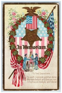 c1910's In Memoriam Holly Berries Eagle Patriotic Gar Civil War Antique Postcard