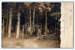 1908 Pine Grove Campground Entrance Canaan Connecticut CT RPPC Photo Postcard