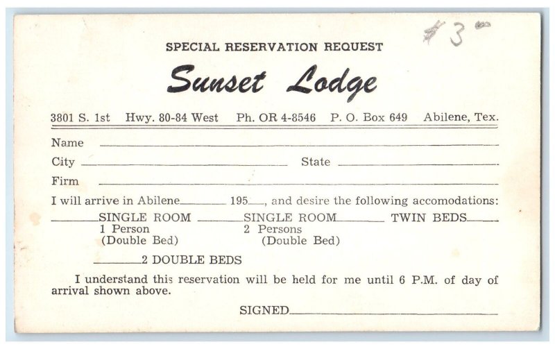 c1950 Sunset Lodge Saddle & Sirloin Restaurant Signage Abilene Texas TX Postcard