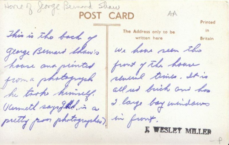 Hertfordshire Postcard - Shaw's Corner - Ref 2498A