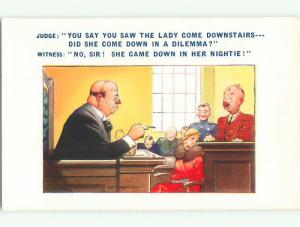 Unused Bamforth comic signed WOMAN IN COURT ROOM WAS IN HER NIGHTGOWN k7995@