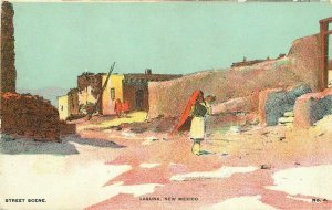 Laguna New Mexico Street Scene #4 Artist impression C-1910 Postcard 21-9267