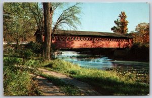 Bennington Vermont~The Henry Covered Bridge Across Walloomsac River~Vtg Postcard