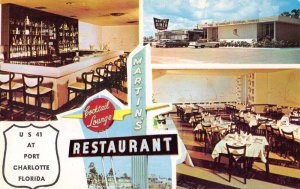 Port Charlotte Florida Martin's Restaurant and Cocktail Lounge Postcard AA17757