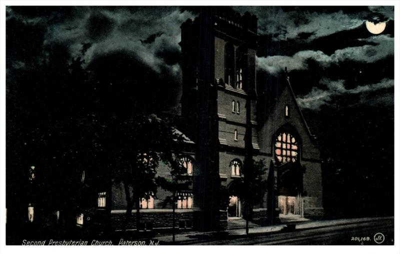 14587  NJ  Paterson  Second Presbyterian Church  Night view