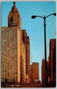 Chicago Illinois 1950s Postcard Sheraton Chicago Hotel South On Michigan Avenue