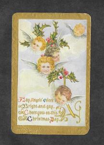 Christmas Embossed Scene Angels Picture Postcard!