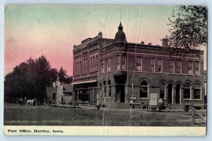 Hartley Iowa IA Postcard Post Office Building Horse Carriage 1914 Antique