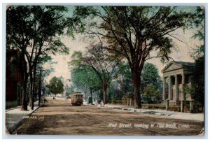 1909 Wall street Looking West Norwalk Streetcar Connecticut CT Vintage Postcard