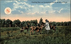 Silver Springs Florida FL Carmichael Farm Kids With Deer c1910 Postcard