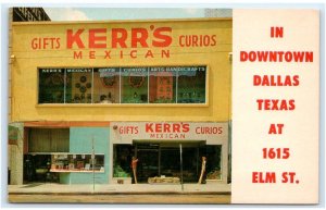 DALLAS, TX Texas ~ Roadside KERR'S MEXICAN Gifts & Curios Map c1950s Postcard