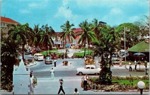 Nassau Bahamas View Rawson Square Old Cars Postcard PM Cancel WOB Note VTG 5c 