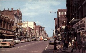 Holyoke Mass MA Classic Cars Pink Cadillac Street Scene Vintage Postcard